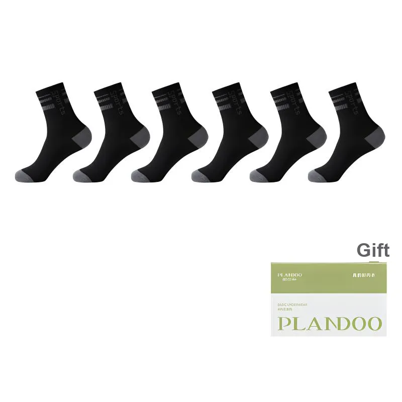 PLANDOO Mid Calf Socks Men's Shopping Bag 6 Pack-40