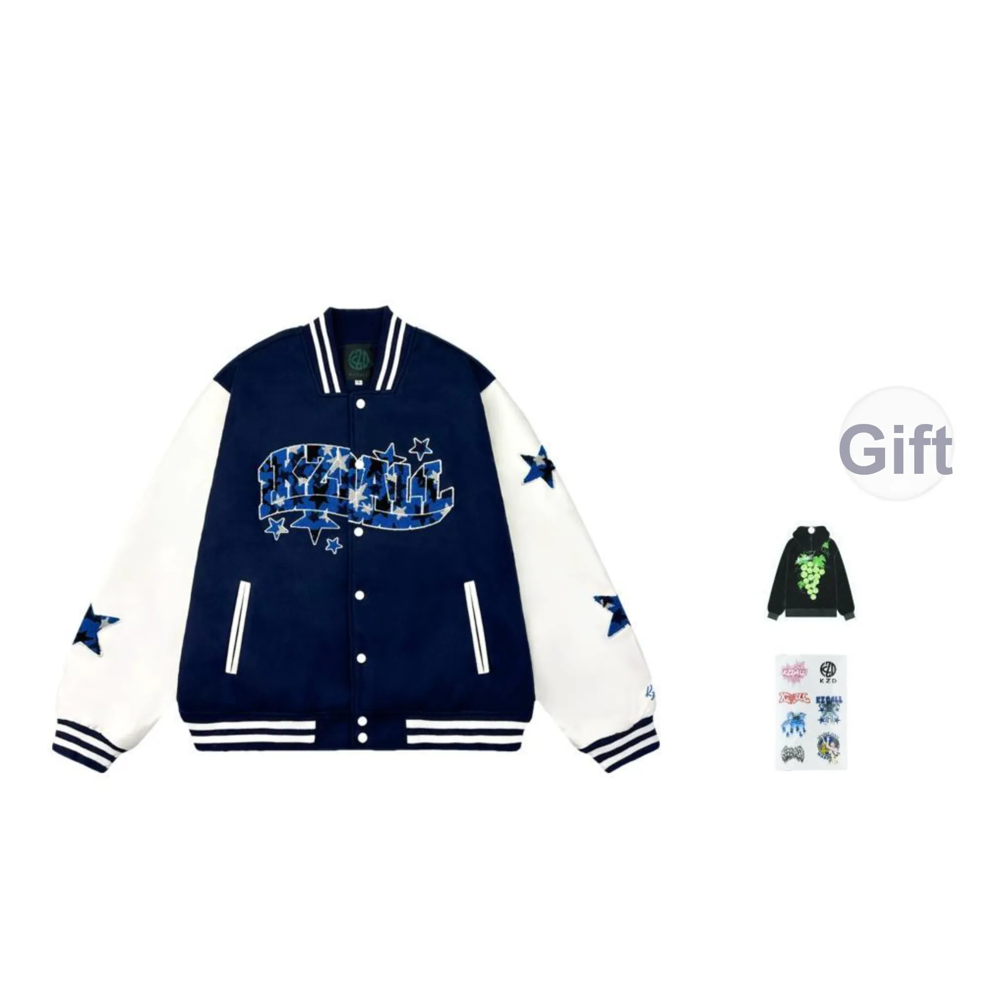 KZDALL Baseball Jacket Unisex Navy Blue