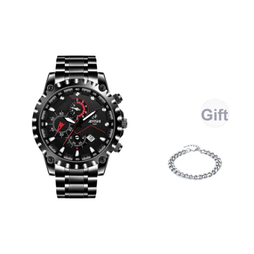 AIYISHI Кварцевый механизм Мужские часы 42 мм Черный