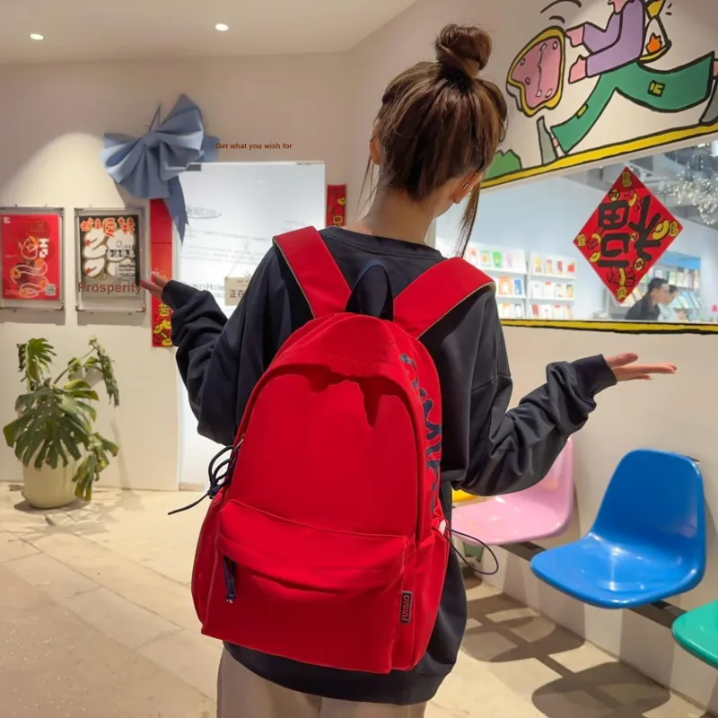 Single Warehouse Nylon Backpack Unisex White/Black/Blue/Red/Yellow-18