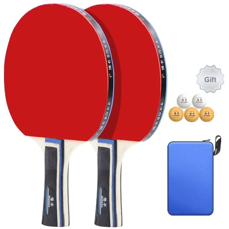BO KA Entertainment Star Rating Ping Pong Paddles Unisex All Wood Base Black Red Double Beat-1