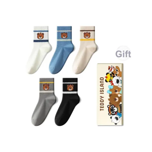 TEDDY ISLAND Белый+Синий+Светлый хаки+Серый+Черный Детские носки