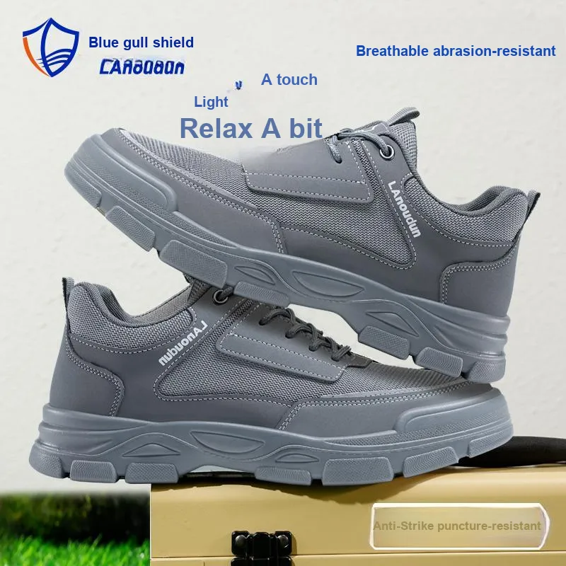 Blue Gull Shield Wear Resistant Impact Resistant Low Top Outdoor Shoes Unisex Dark Gray-7