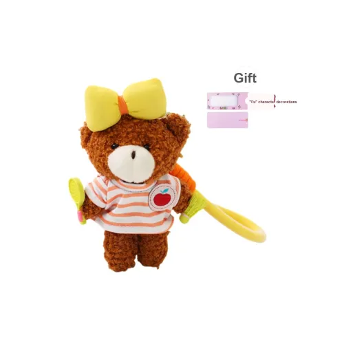 AOLETU Милый Одежда Полосы Грудь Значок с Съемный Браслет-шнурок Сладкий стиль Медвежонок Куклы Плюшевый Подвеска 15 см Высота