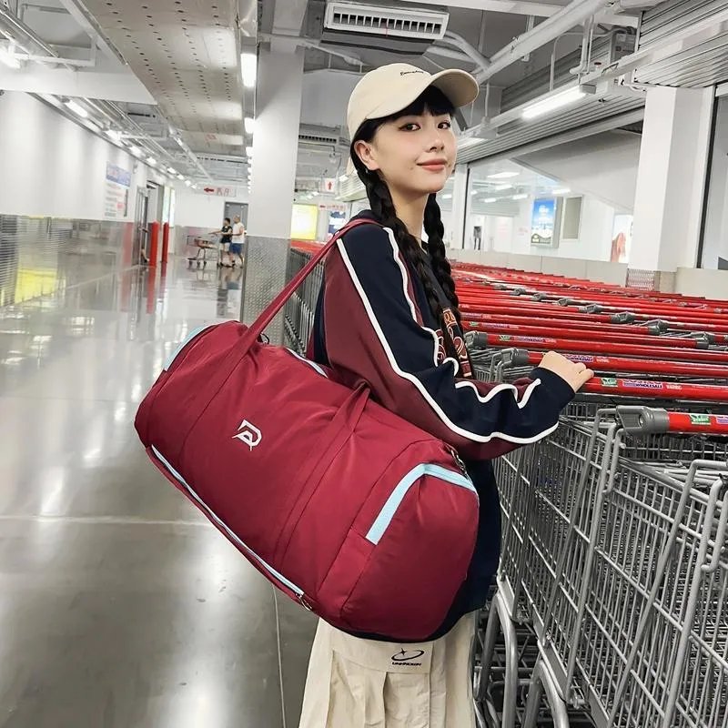 BUBM Nylon One Shoulder Travel Bag Unisex Light Gray/Dark Gray/Black/Red/Blue-17