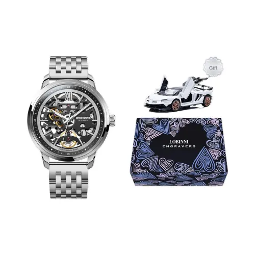 LOBINNI L Автоматический механический механизм часы с натуральной кожей ремень мужские часы циферблат с открытым механизмом