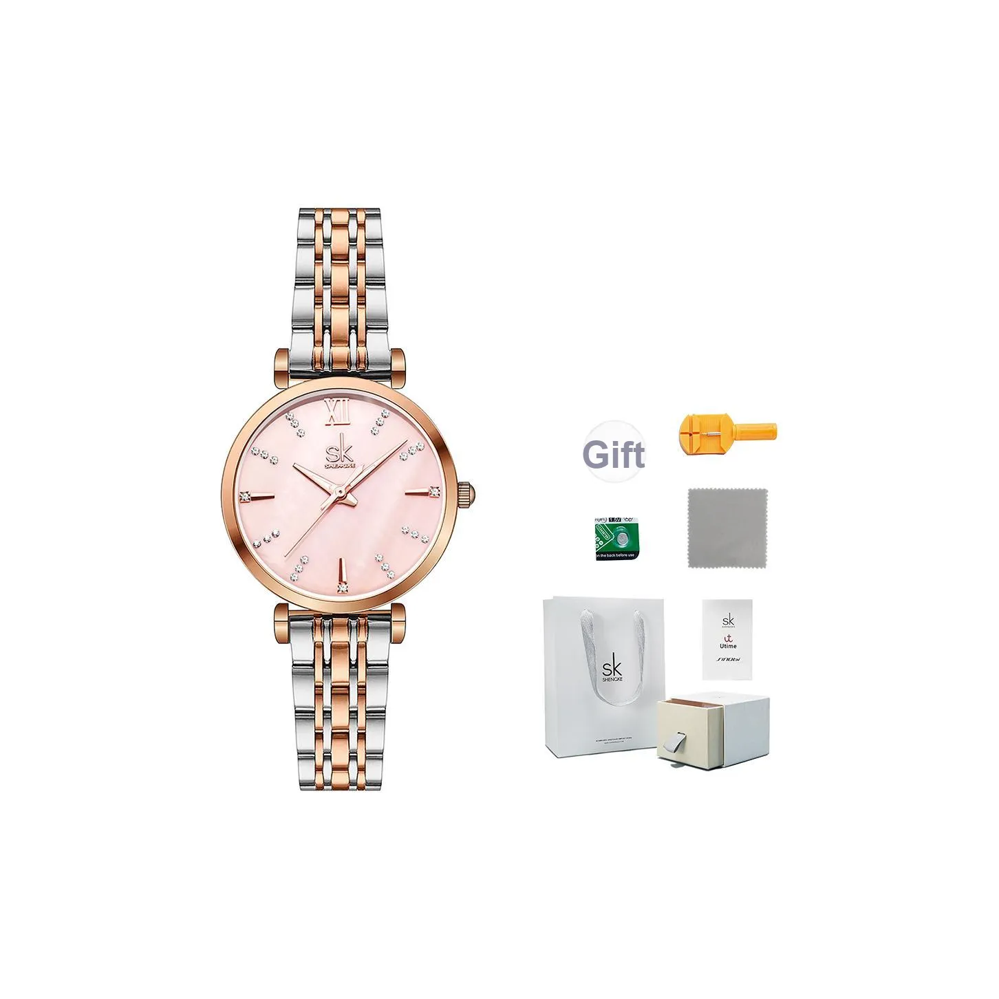 SHENGKE Кварцевые Механические Часы Женские Синий Циферблат