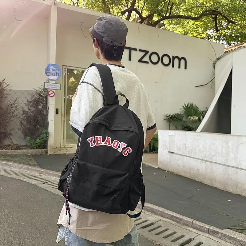 WICKBUEN Nylon Backpack Unisex White/Black/Burgundy/Blue-8