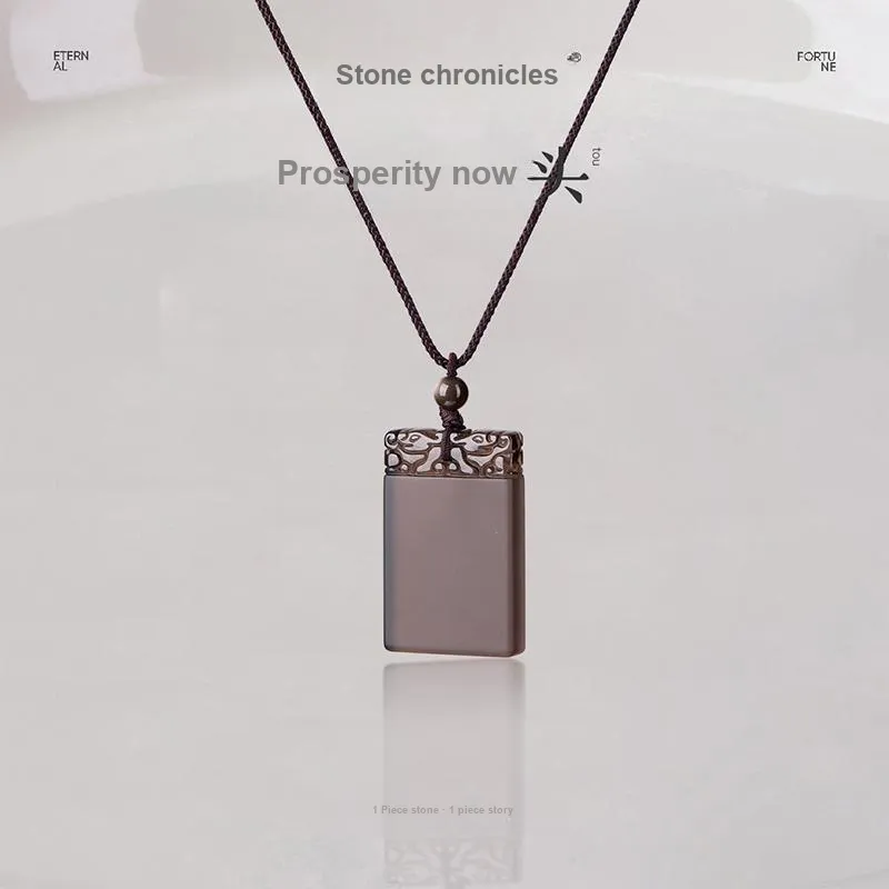 Stone Notes Obsidian Necklaces Unisex-1
