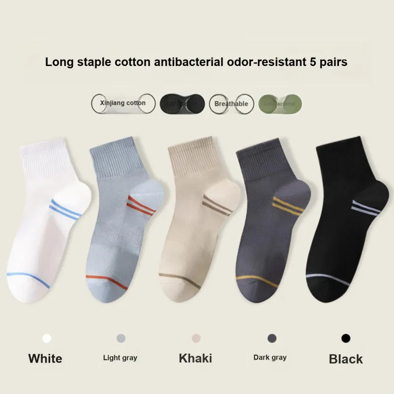 THREEGUN Mid-Calf Socks Men's 5 Pack Mixed Color-2