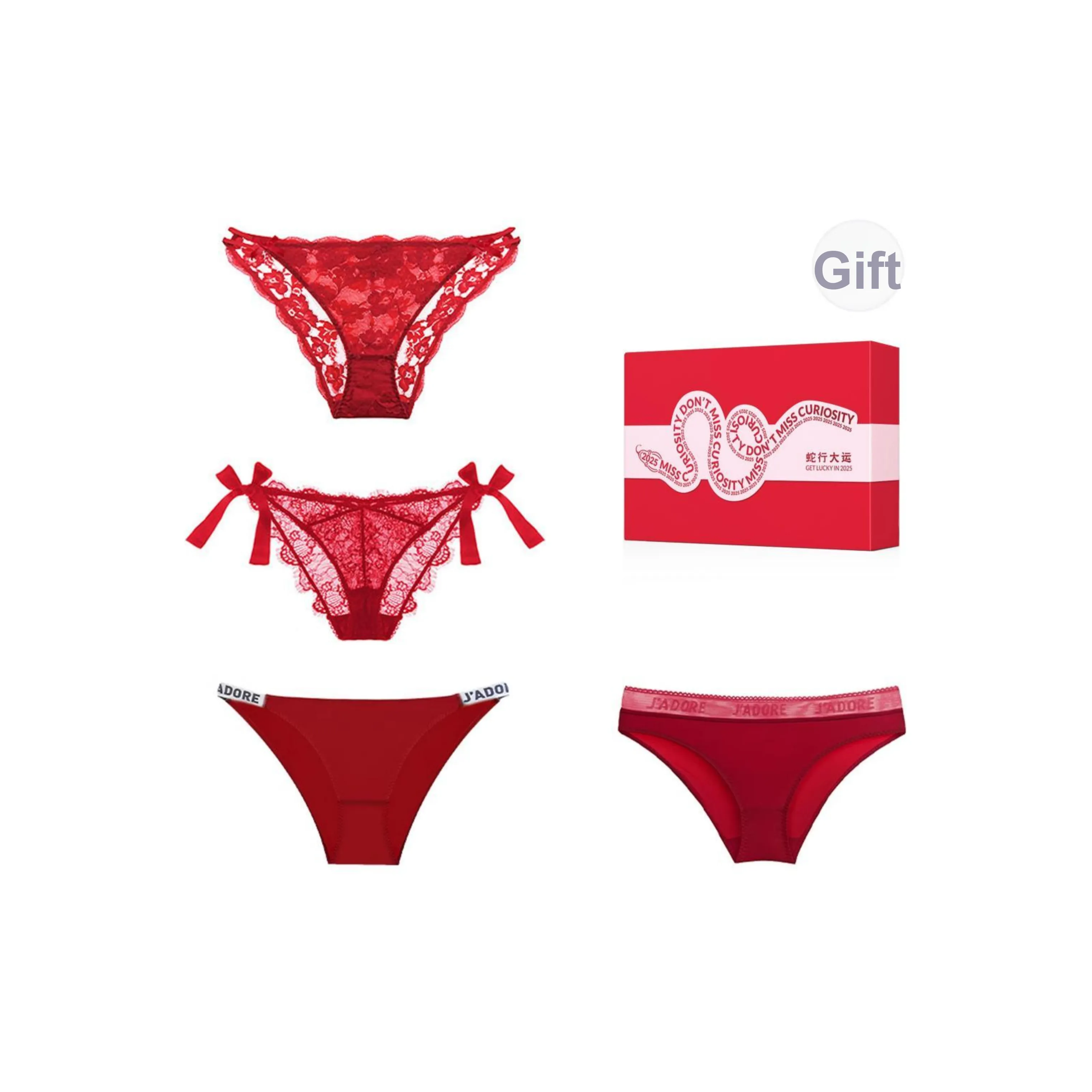MISS CURIOSITY Женское нижнее белье 4 штуки красный