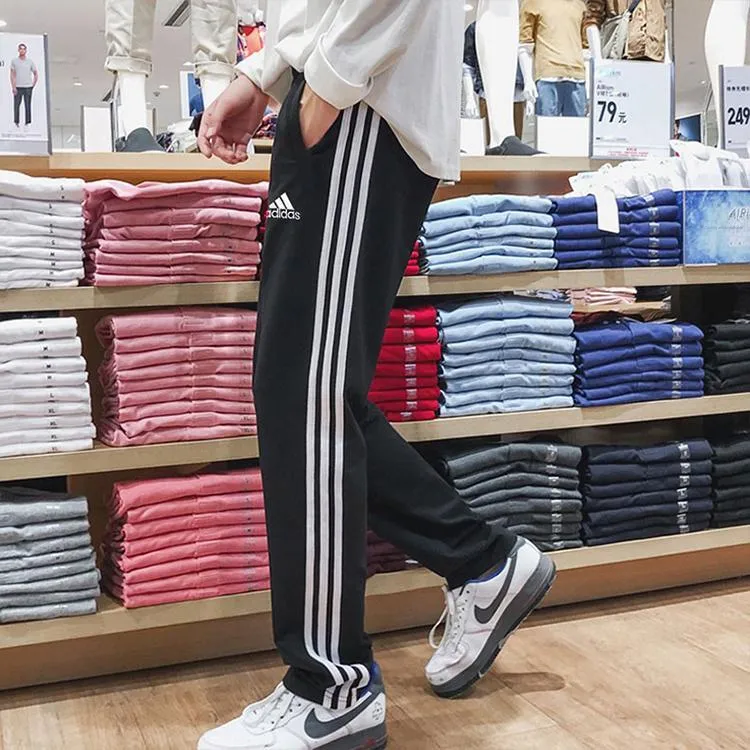 Adidas Casual Pants Men's Black White-4