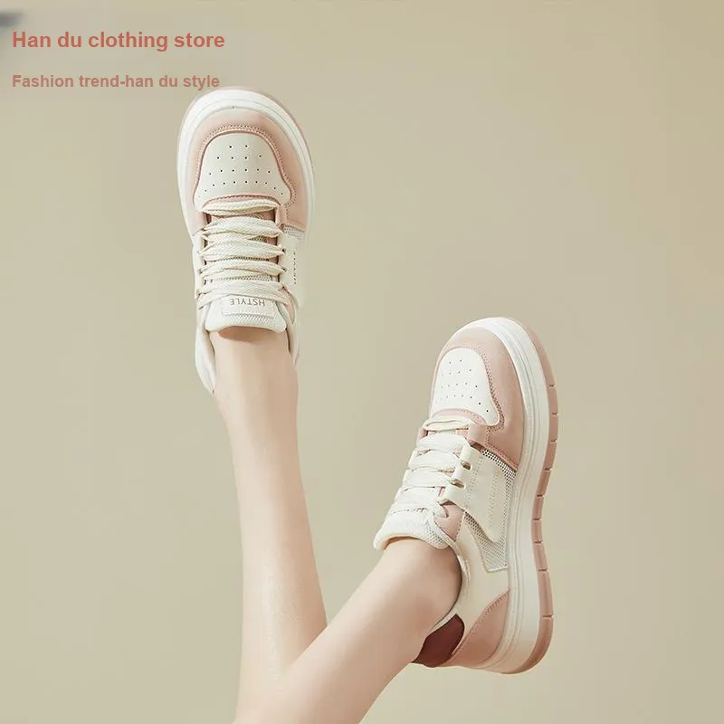 HSTYLE Low-Top Skateboard Shoes Women's Beige Pink-2
