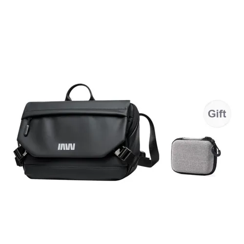 SEPTWOLVES Artificial Leather Sports University Student Travel Handbag Messenger Bag QPL Men's Black