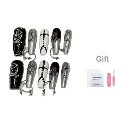 BDQC Металл Панк Осветляющий 3D-эффект Металл False Nail Средний LADDER Черный Jump Цвет Милый 25мм