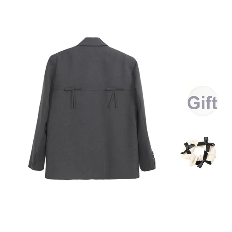 CPAURA Business Suits Women's Gray+Bowknot Hair Tie Comes With-1
