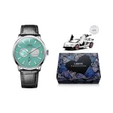Silver Case Blue Dial Black Leather Strap