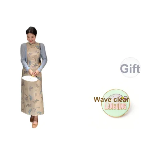 LANGQING Шаль+Cheongsam Розыгрыш Бренд Наклеенный Женские Длинные Рукава Платья