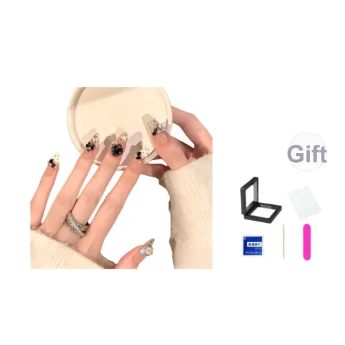 XNTX Ручной работы Кошачий глаз Ледяной прозрачный Бабочка Роскошь False Nail Короткий LADDER Прохладный Color Series Смузи Гороховый узор