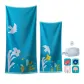 Plush Bath Clothing Sets[100% cotton, 1 Set, Blue]+[Toiletry Bag 1 Pc, Seamless Adhesive Hooks 4 Pcs]