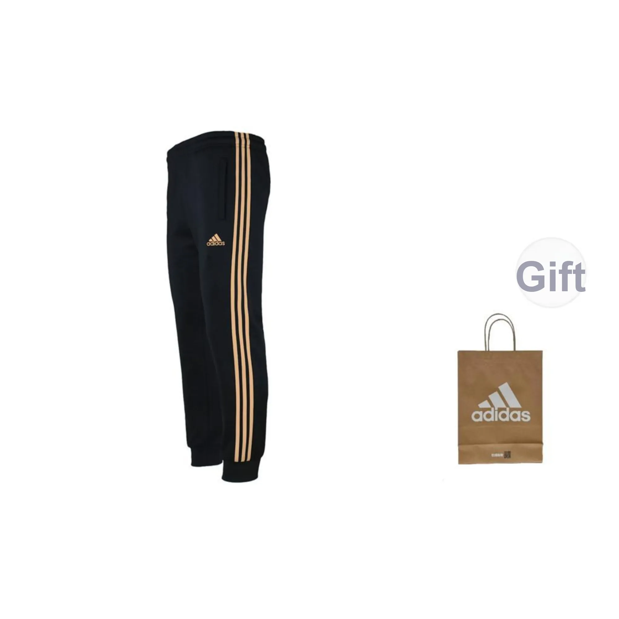 Adidas Casual Pants Men Black Gold