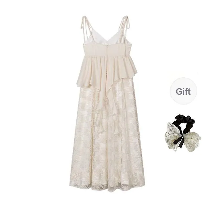 PAVEA Slip Dress Women's Apricot+Hair Tie Comes With-1