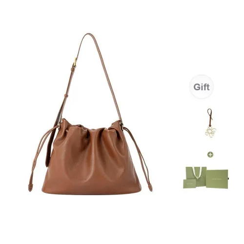 VANESSA HOGAN Top Grain Cow Leather Shoulder Bag Women's Cocoa Red Brown