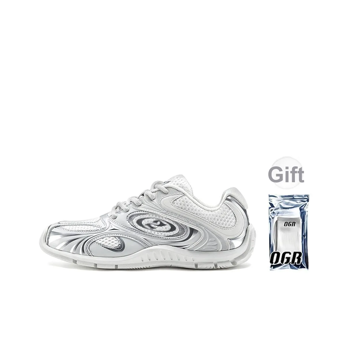 OGR Nautilus Pearl OG White Slip-resistant Abrasion-resistant Low Top Skateboard Shoes Unisex White Silver