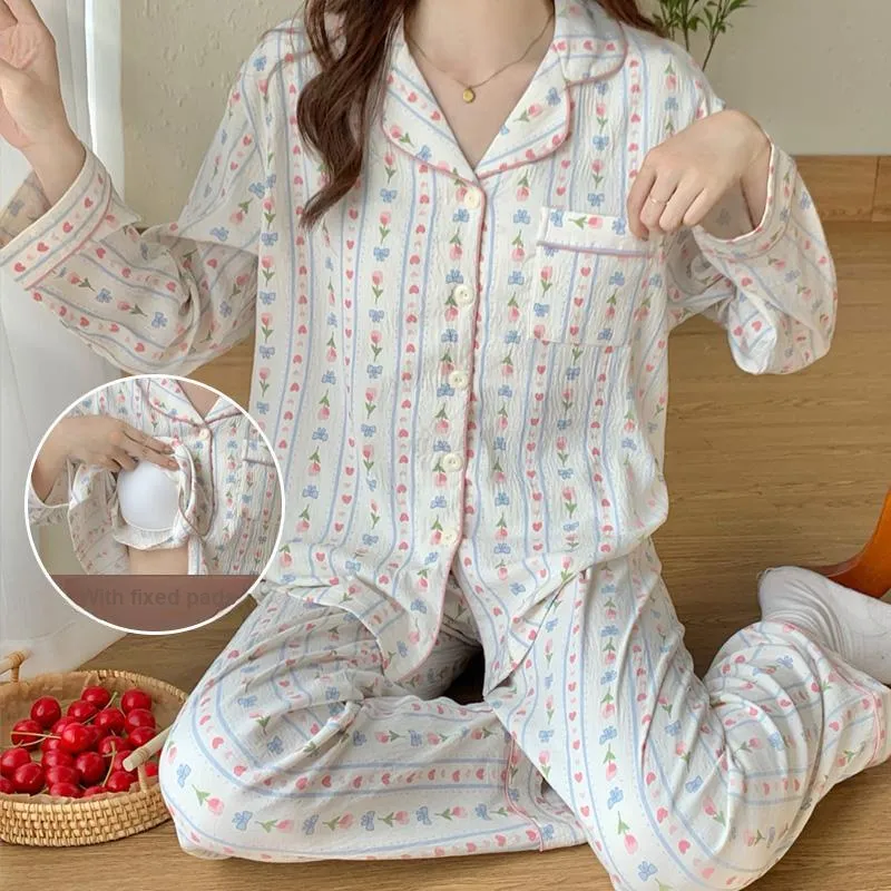 CAIHENGTONG Pajama Set Women's Heart Floral-3