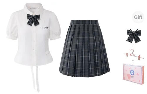 Tokyo Season Uniforms Women's White Shirts+Dark Gray Skirt