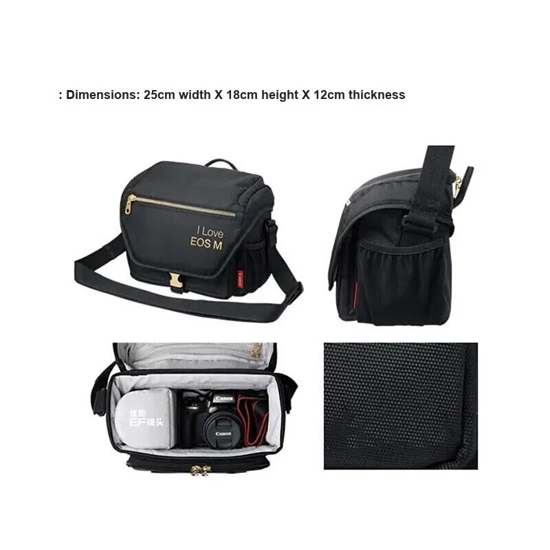 Canon Original Camera Bag, Mirrorless Camera Bag R100 R50 G7X SX740 SX70 285HS M50 M6 200D One Shoulder Black Gold Bag-2
