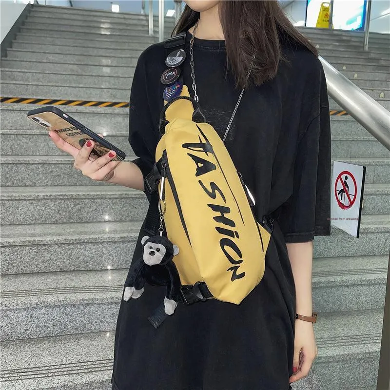 Techson Nylon Shoulder Bag, Crossbody Bag Trumpets Unisex White/Black/Yellow/Green-16