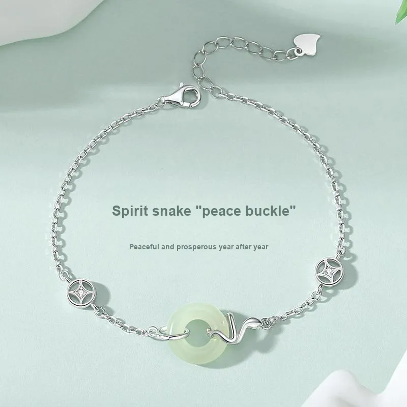 JINLIUFUJIXIANG Hetian Jade Bracelets White Jade/Pale Greenish White Jade Women's-2