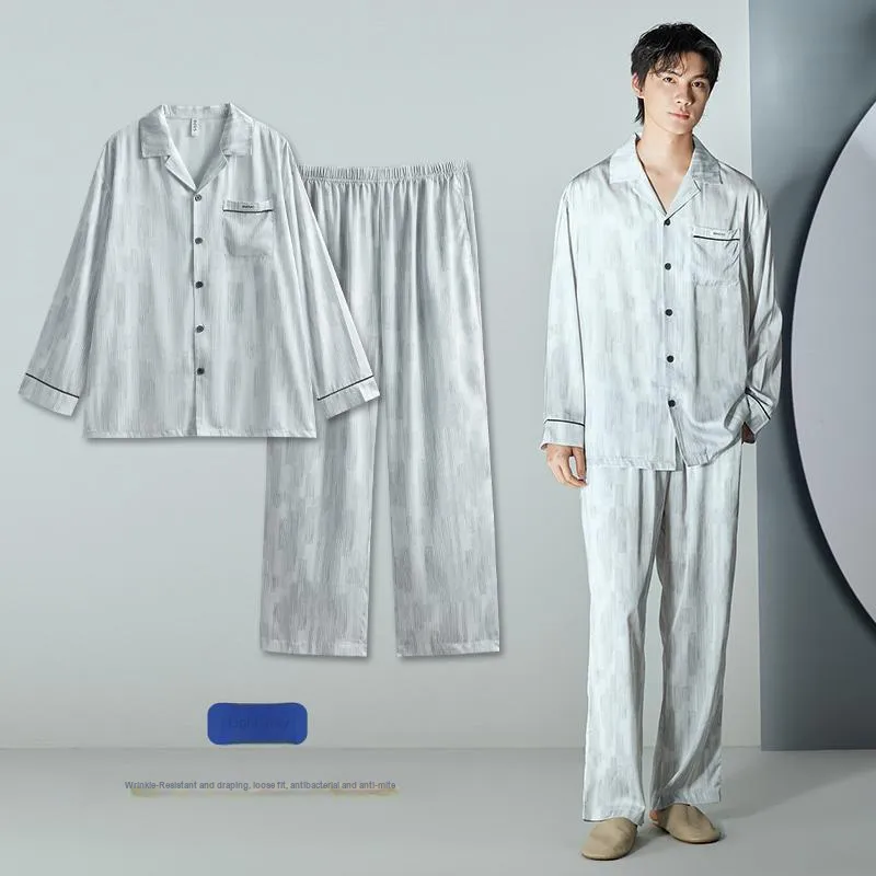 Peninsula City Pajama Set Loose Fit Plus Size Loungewear Men's Light Gray-1