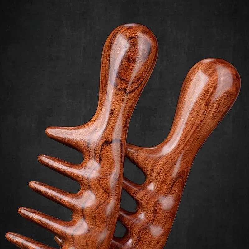 XIXIZI Natural Sandalwood Small Q Meridian Massage Comb Cute Portable Massage For Comfort-4