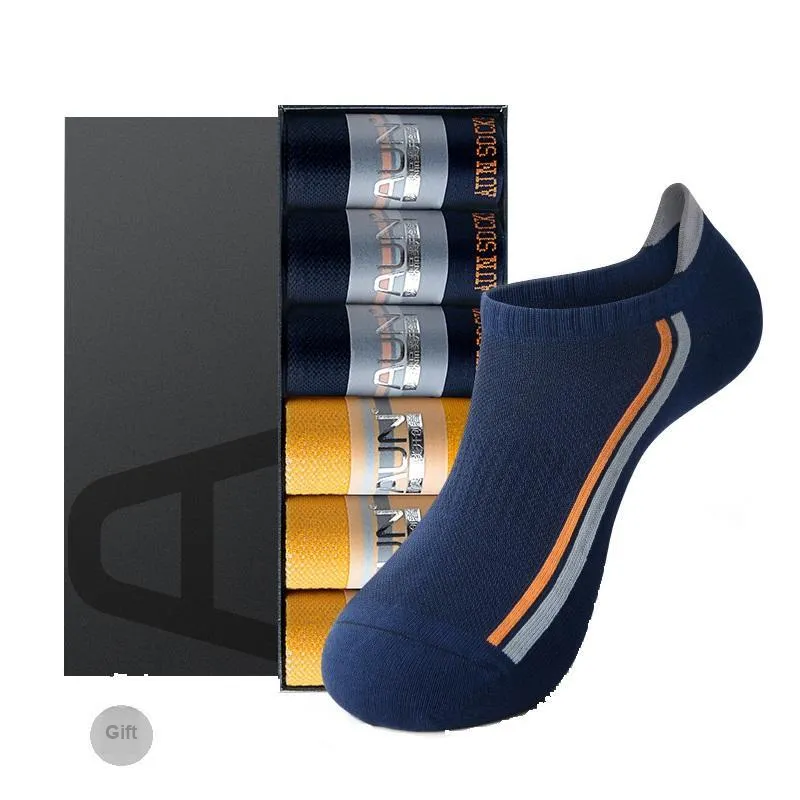 AUN No-Show Socks Men's 6 Pairs Gift Box Packaged-0