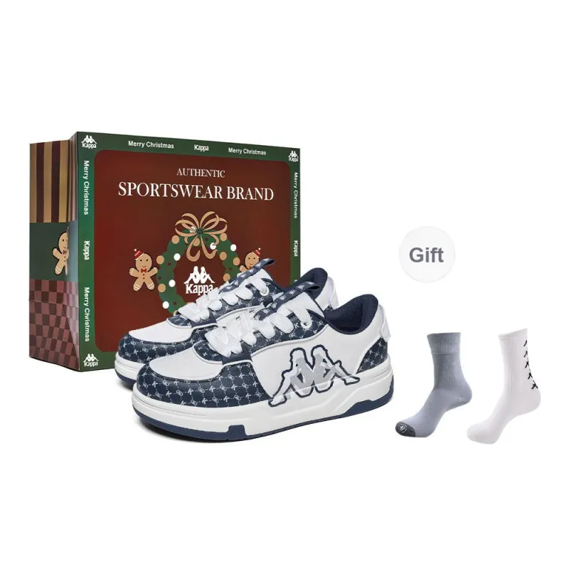 Kappa Back to Back Slip Resistant Low Top Skateboard Shoes Unisex White Blue-6