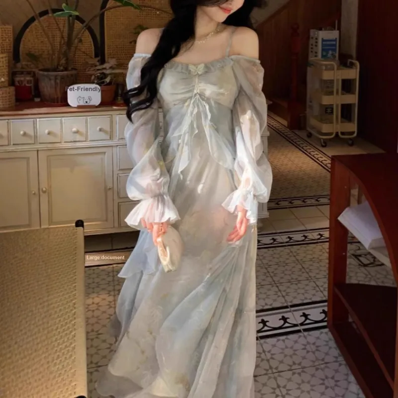 Mu Qingqing Long Sleeved Dress Women's-2