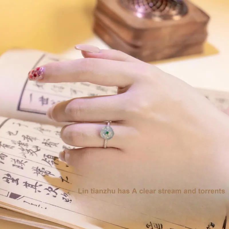 GUANFEI Ice Glutinous Jadeite Rings Women's-4