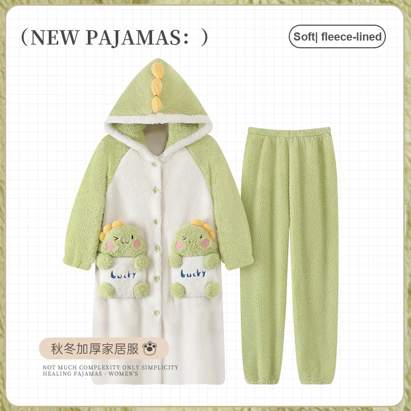 Maultiay Pajama Set Women's Green Fleece-1