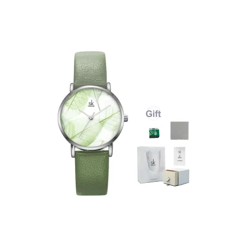 SHENGKE Кварцевые Механические Часы Женские Белый Циферблат