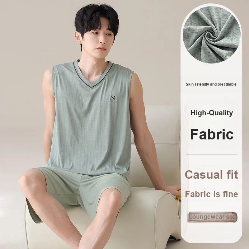 JINXU Pajama Set Men's Light Cyan-1