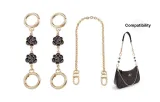(Gold-Tone) Black Camellia *2+Decorative Chain 40cm