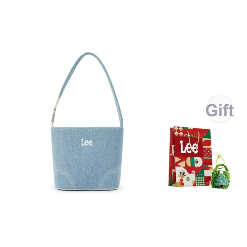 Lee Fabric+Artificial Leather Baby Blue Shoulder Bag, Bucket Bag, Shoulder Bag Regular Women's Vintage Light Cow-8