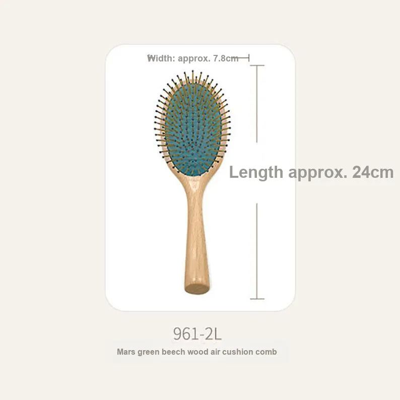 XIBI High End Air Cushion Comb Oval Smooth Commute With Travel Bag Beech Wood Massage Head-3