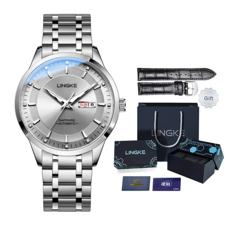 LINGKE Automatic Mechanical Movement Watch Men's Watches Gray Dial-8