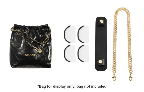 Ingenuity Handmade Cow Leather Decoration Chain Stress Relief Shoulder Pad Bag Strap Women's Black