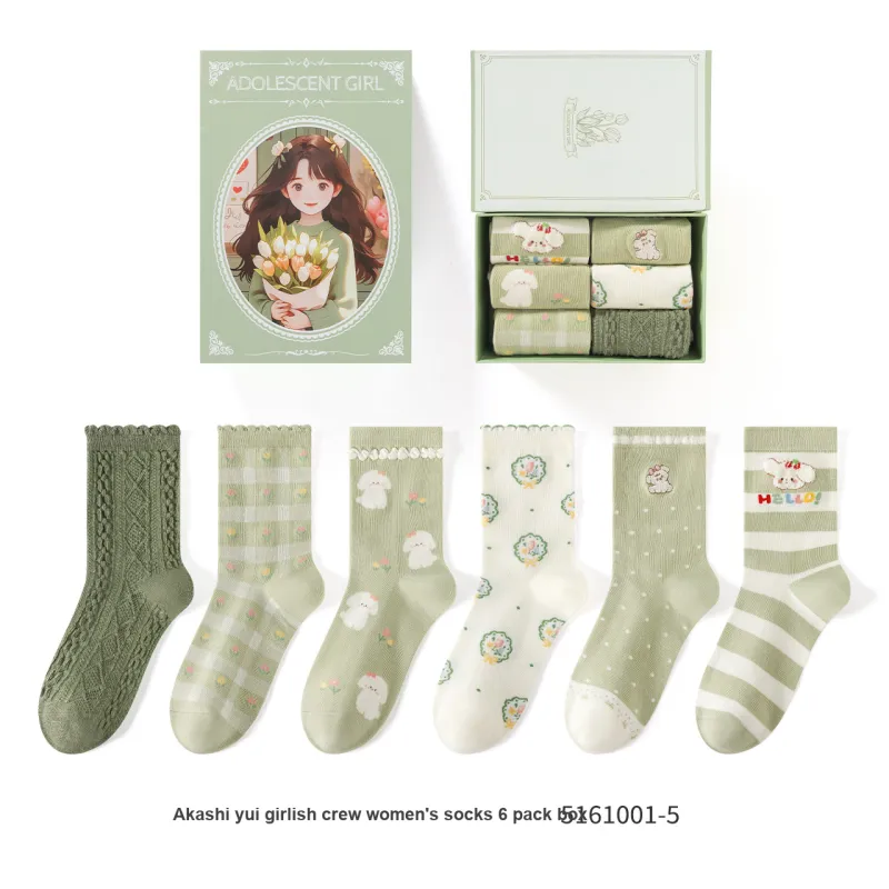 Caramella Mid Calf Socks Women's 6 Pack-1