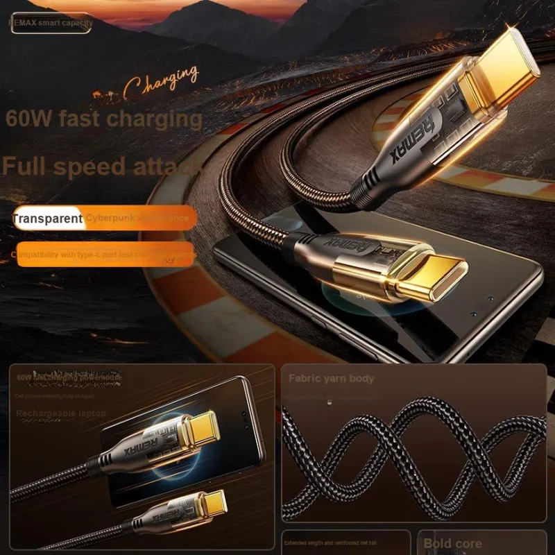 REMAX RC C171/170 1.2m Type C To Type C Type C To Lightning Cyberpunk PD Fast Charging Cables-16