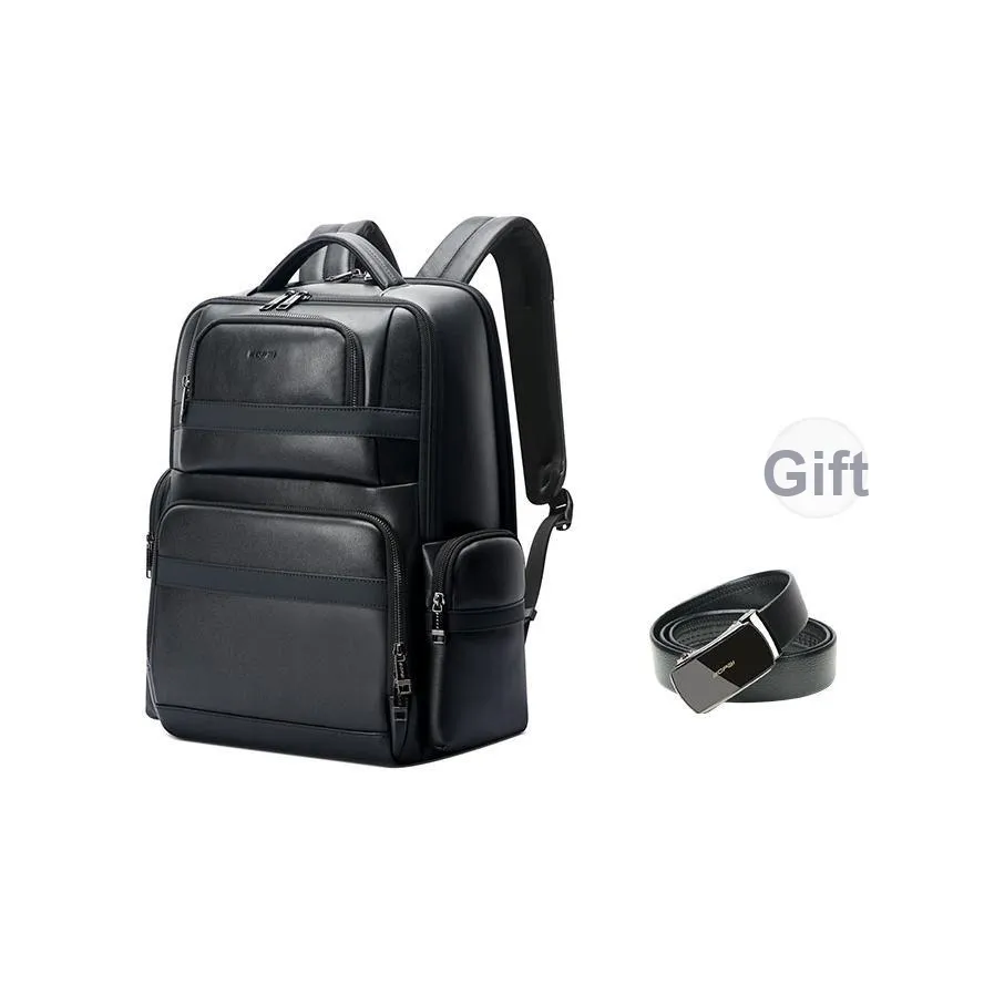 BOPAI Рюкзак из натуральной коровьей кожи сумка для ноутбука рюкзак стандартный мужской черный